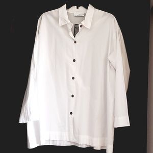 NWT Bryn Waller White Collared Button-Down shirt | Long Sleeved | Cotton
